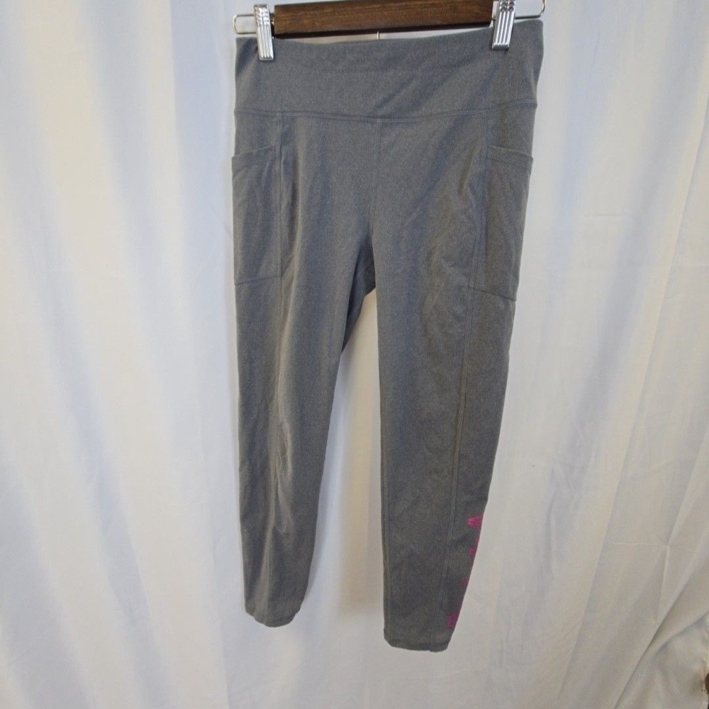 Reebok Leggings Girls 14/16 Gray Cropped Elastic Waist Logo Athletic Pants